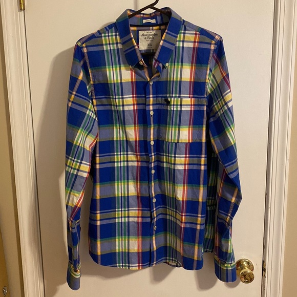 Abercrombie & Fitch Mens Long Sleeve Button Down Shirt Size XXL Muscle Fit - Picture 1 of 4